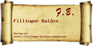 Fillinger Balázs névjegykártya